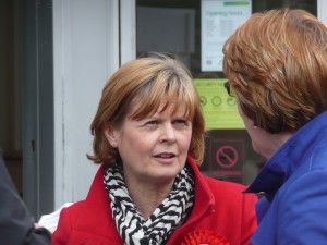 Yvonne Waterhouse talking to a member of the public
