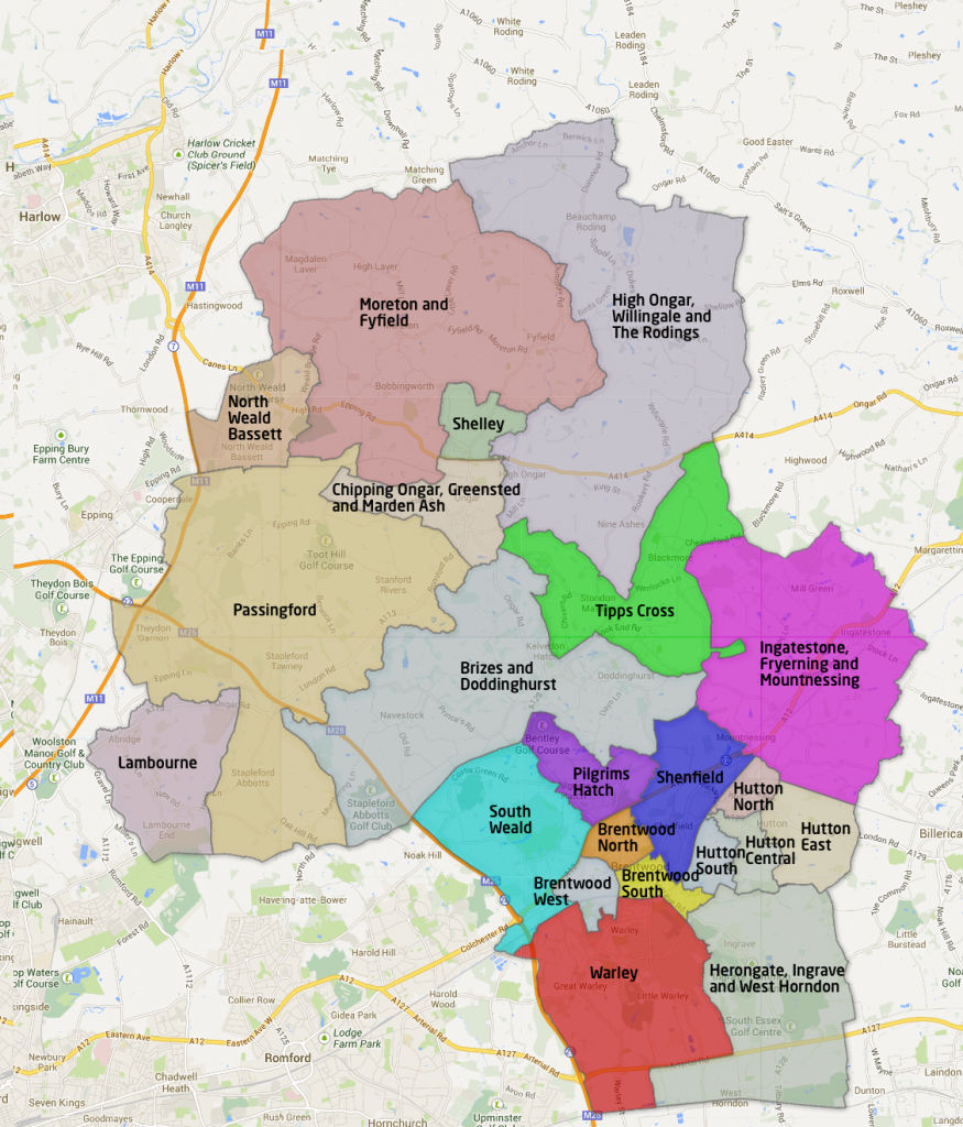Brentwood and Ongar Consituencey and its local council wards